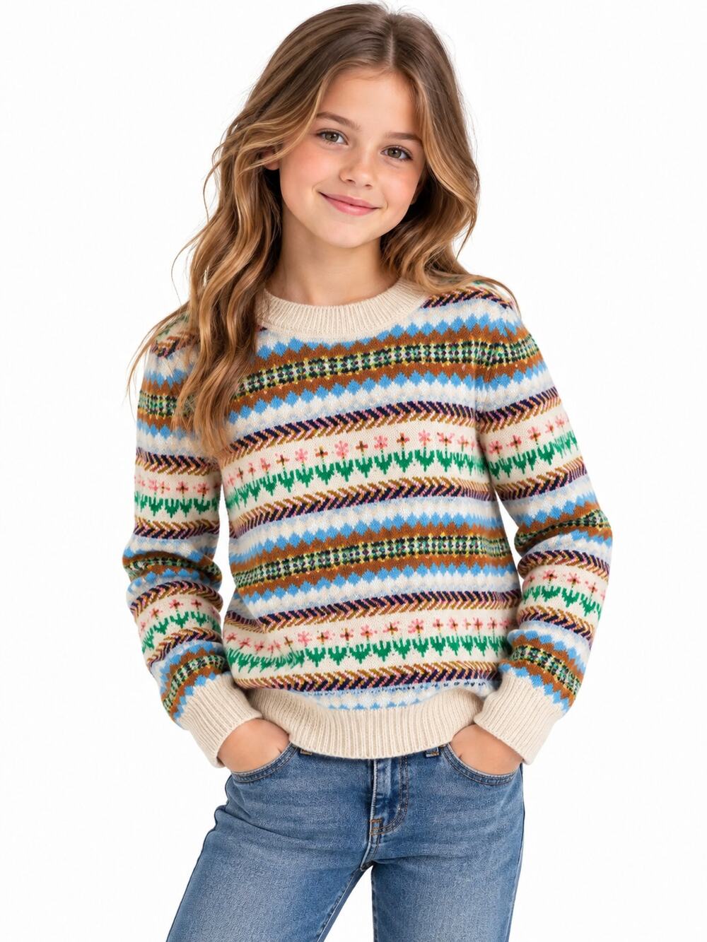 J.Crew Girls 10 Wool Blend Fair Isle Holiday Winter Sweater
